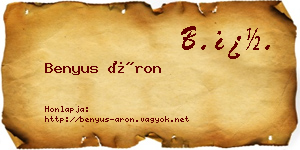 Benyus Áron névjegykártya